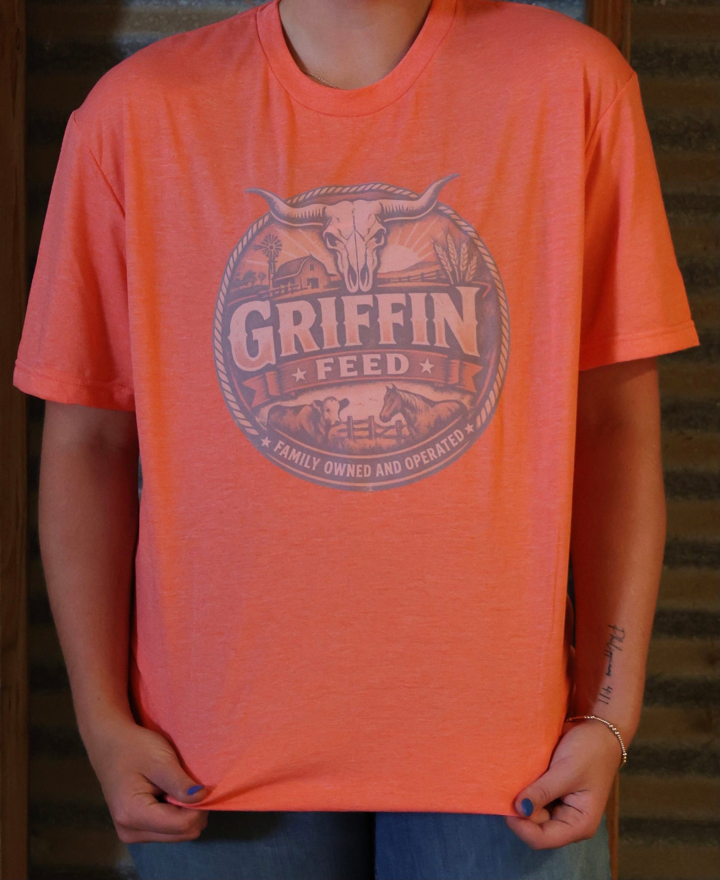 Griffin Feed half tone or full tone Skull Season logo t-shirt.