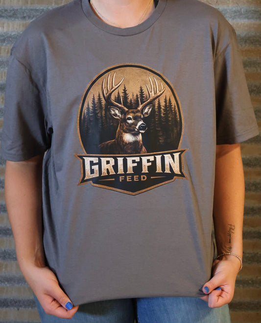 Griffin Feed half tone or full tone Deer Season logo t-shirt.
